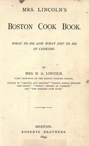 Cover of: Mrs. Lincoln's Boston cook book