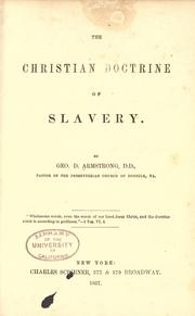 Cover of: The Christian doctrine of slavery