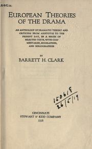 Cover of: European theories of the drama