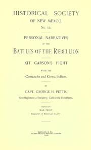 Cover of: Personal narratives of the battles of the rebellion. Kit Carson's fight with the Comanche and Kiowa Indians