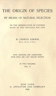 Cover of: On the origin of species by means of natural selection