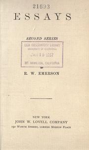 Cover of: Essays