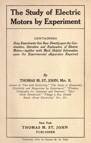 Cover of: Study of electric motors by experiment ..