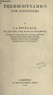 Cover of: Thermodynamics for engineers