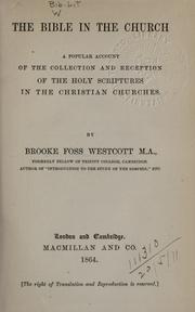 Cover of: The Bible in the Church: a popular account of the collection and reception of the Holy Scriptures in the Christian Churches.