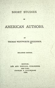 Cover image for Short Studies of American Authors