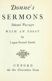 Cover of: Donne's sermons: selected passages