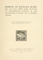 Cover of: Memoir of Richard Busby, D.D. (1606-1695)