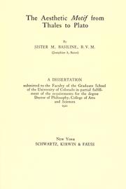 Cover of: The aesthetic motif from Thales to Plato