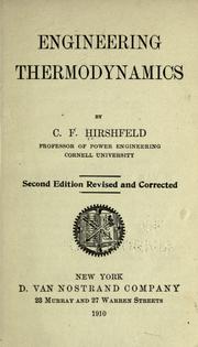Cover of: Engineering thermodynamics