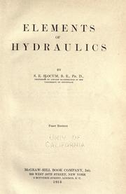 Cover of: Elements of hydraulics