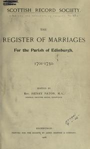 Cover of: The register of marriages for the parish of Edinburgh, 1701-1750