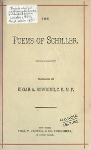 Cover of: The Poems of Schiller