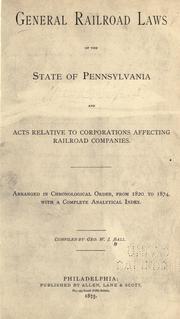 Cover of: Acts of the General Assembly of the commonwealth of Pennsylvania