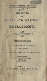 Cover of: The principles of moral and political philosophy