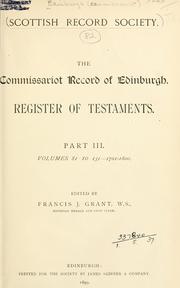 Cover of: The Commissariot Record of Edinburgh