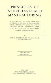 Cover of: Principles of interchangeable manufacturing