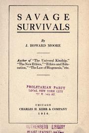 Cover of: Savage survivals