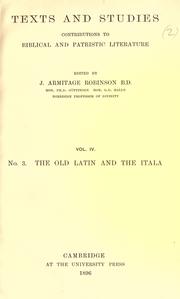 Cover of: The Old Latin and the Itala