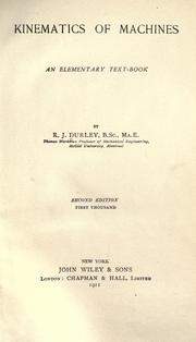 Cover of: Kinematics of machines