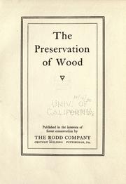 Cover of: The preservation of wood