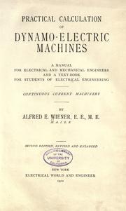 Cover of: Practical calculation of dynamo-electric machines