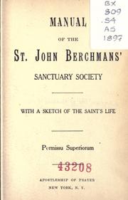 Cover of: Manual of the St. John Berchmans' Sanctuary Society