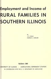 Cover image for Employment and Income of Rural Families in Southern Illinois
