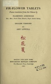 Cover of: Fir-flower tablets: poems