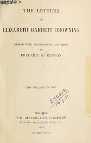 Cover of: Letters: Edited with biographical additions by Frederic G. Kenyon