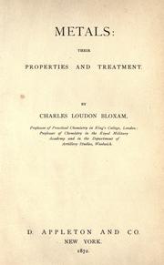 Cover of: Metals, their properties and treatment