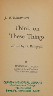 Cover of: Think on These Things