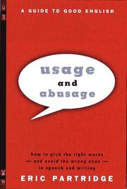 Cover of: Usage and abusage