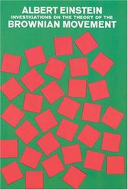 Cover of: Investigations on the theory of the Brownian movement