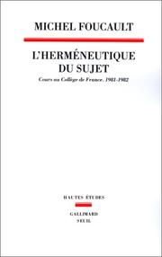 Cover of: L'herméneutique du sujet