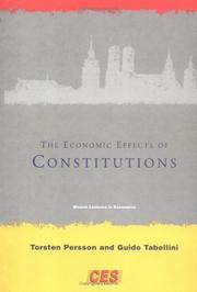 The Economic Effects of Constitutions (Munich Lectures) by Torsten Persson