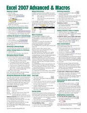 Microsoft Excel 2007 Advanced & Macros Quick Reference Guide (Cheat Sheet of Instructions, Tips & Shortcuts - Laminated)