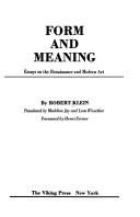 Cover of: Form and meaning by Robert Klein