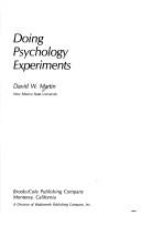 Doing psychology experiments by David W. Martin
