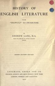 Cover of: History of English literature, from "Beowulf" to Swinburne by Andrew Lang