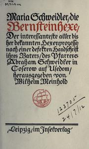 Cover of: Maria Schweidler by Wilhelm Meinhold