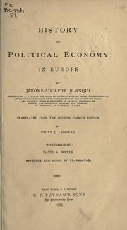 Cover of: History of political economy in Europe by Louis Auguste Blanqui