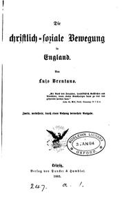 Cover of: Die christlich-soziale Bewegung in England by Brentano, Lujo