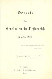 Cover of: Genesis der Revolution in Oesterreich im Jahre 1848 by Hartig, Franz de Paula, Graf von