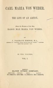 Cover of: Carl Maria von Weber by Max Maria von Weber