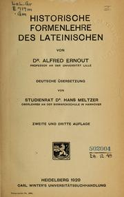 Cover of: Historische formenlehre des lateinischen by Alfred Ernout