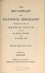 Cover of: Dictionary of national biography by George Murray Smith