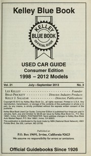 Kelley Blue Book Used Car Guide, July - Sept 2013 | Open Library