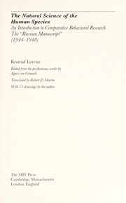 The natural science of the human species by Konrad Lorenz
